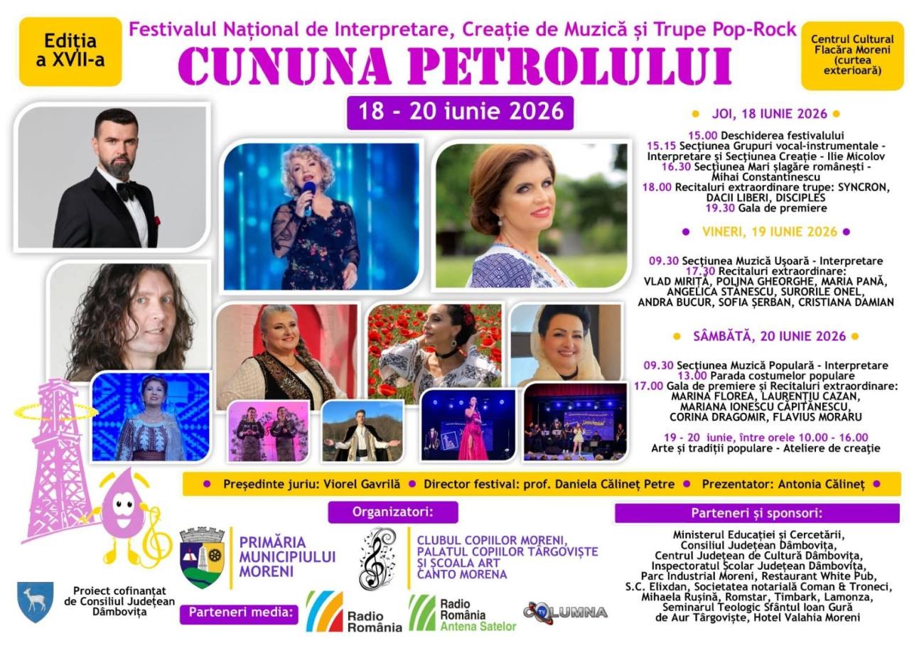 You are currently viewing Festivalul „Cununa Petrolului” revine la Moreni. Trei zile de muzică, concursuri și recitaluri cu artiști îndrăgiți