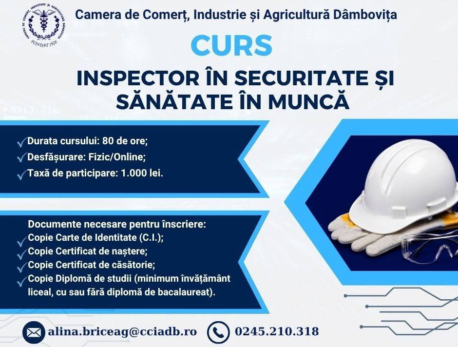 You are currently viewing Curs autorizat pentru viitorii inspectori SSM, organizat de Camera de Comerț Dâmbovița