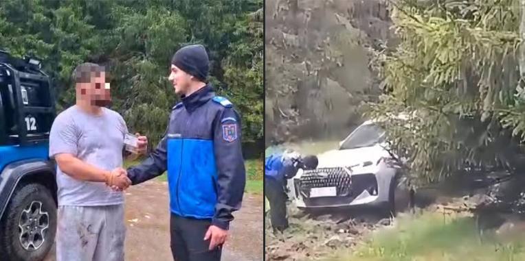 You are currently viewing Turist ucrainean rămas împotmolit cu mașina în zona Lăptici, ajutat de jandarmii montani din Bucegi