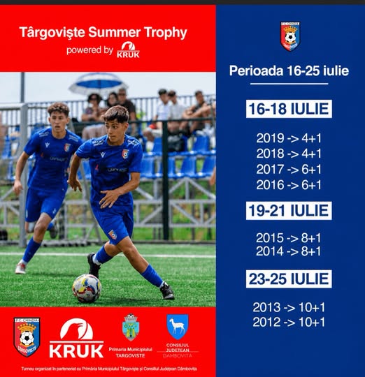 You are currently viewing Târgoviștea devine capital fotbalului juvenil în această vară! 10 zile de spectacol, competiții și educație la turneul Târgoviște Summer Trophy