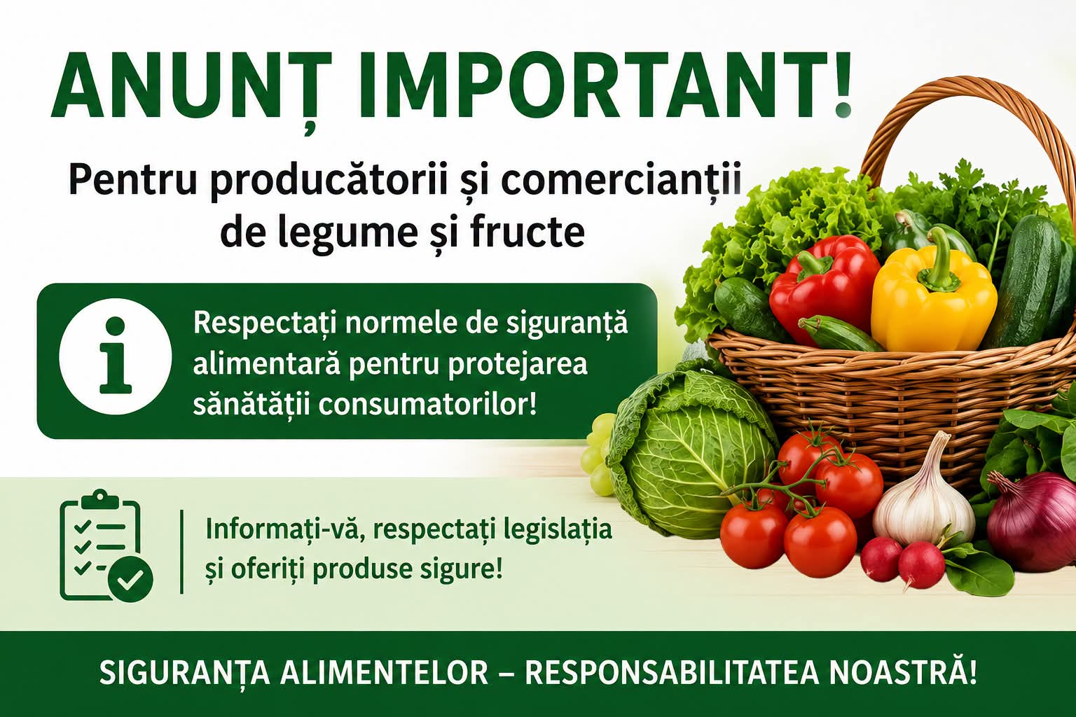 You are currently viewing Primăria Răcari îi informează pe producătorii și comercianții de legume și fructe cu privire la normele de siguranță alimentară