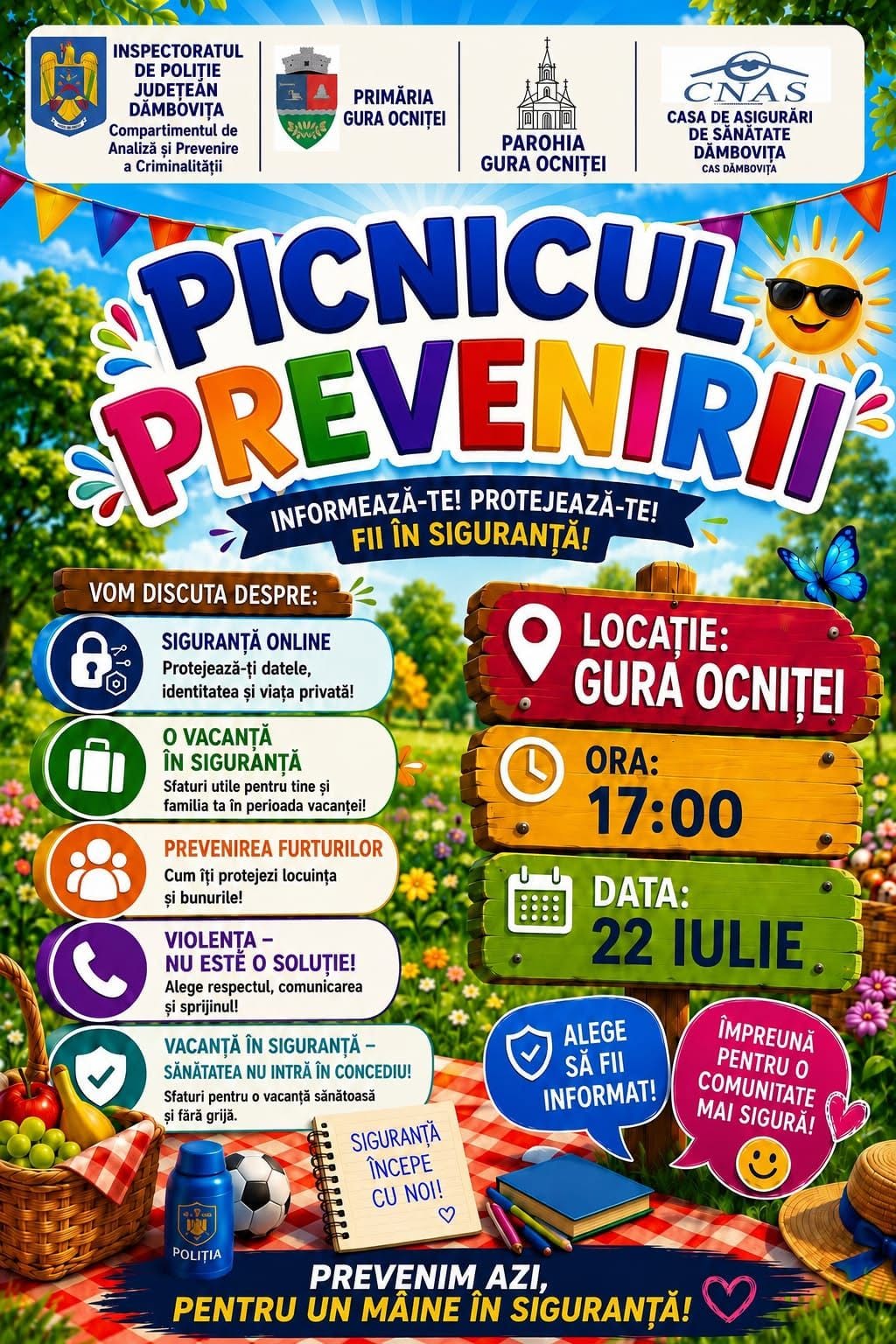 You are currently viewing Poliția, CAS Dâmbovița și autoritățile locale organizează „Picnicul Prevenirii” la Gura Ocniței