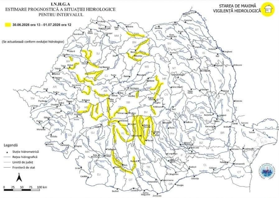You are currently viewing Până astăzi, 1 iulie 2026, este valabilă o avertizare hidrologică pentru râurile Dâmbovița și Argeș!