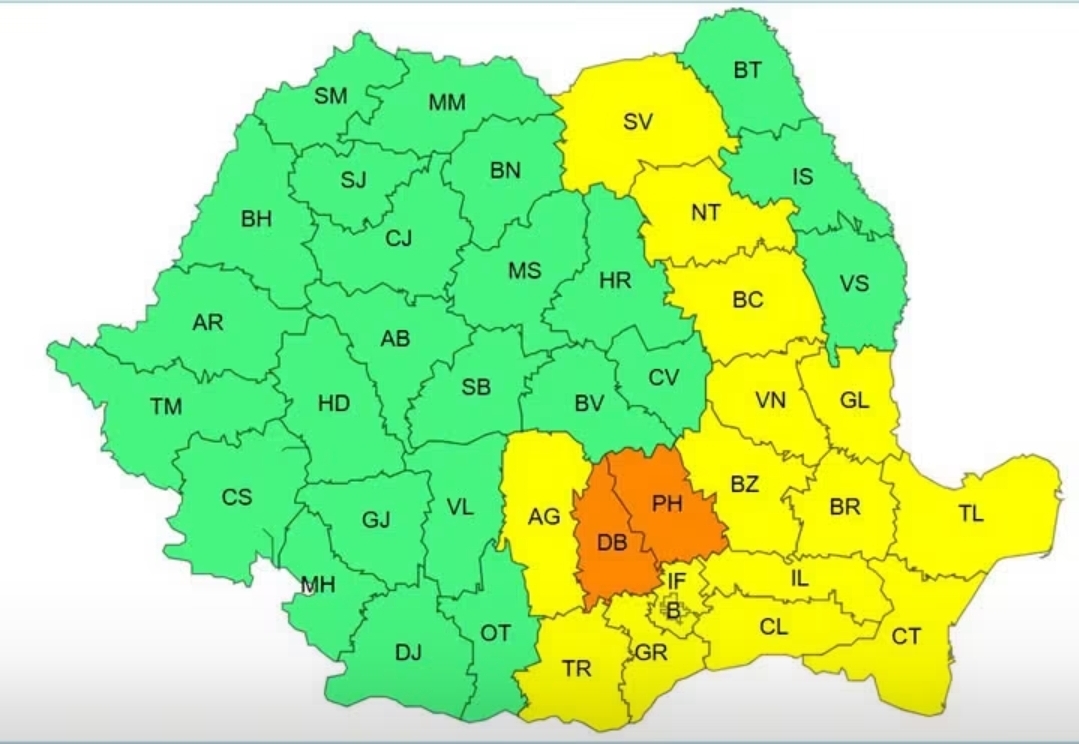 You are currently viewing METEO: COD PORTOCALIU de ploi însemnate cantitativ în județul Dâmbovița!