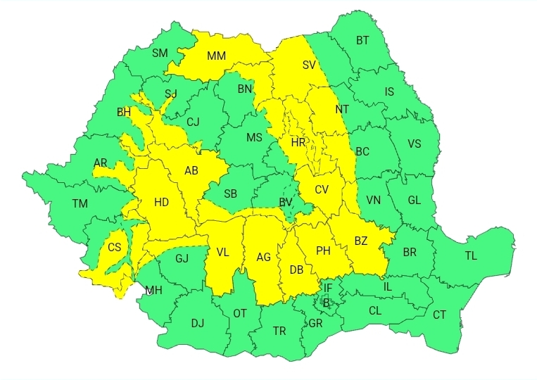 You are currently viewing DÂMBOVIȚA: COD GALBEN de instabilitate atmosferică și averse însemnate cantitativ!