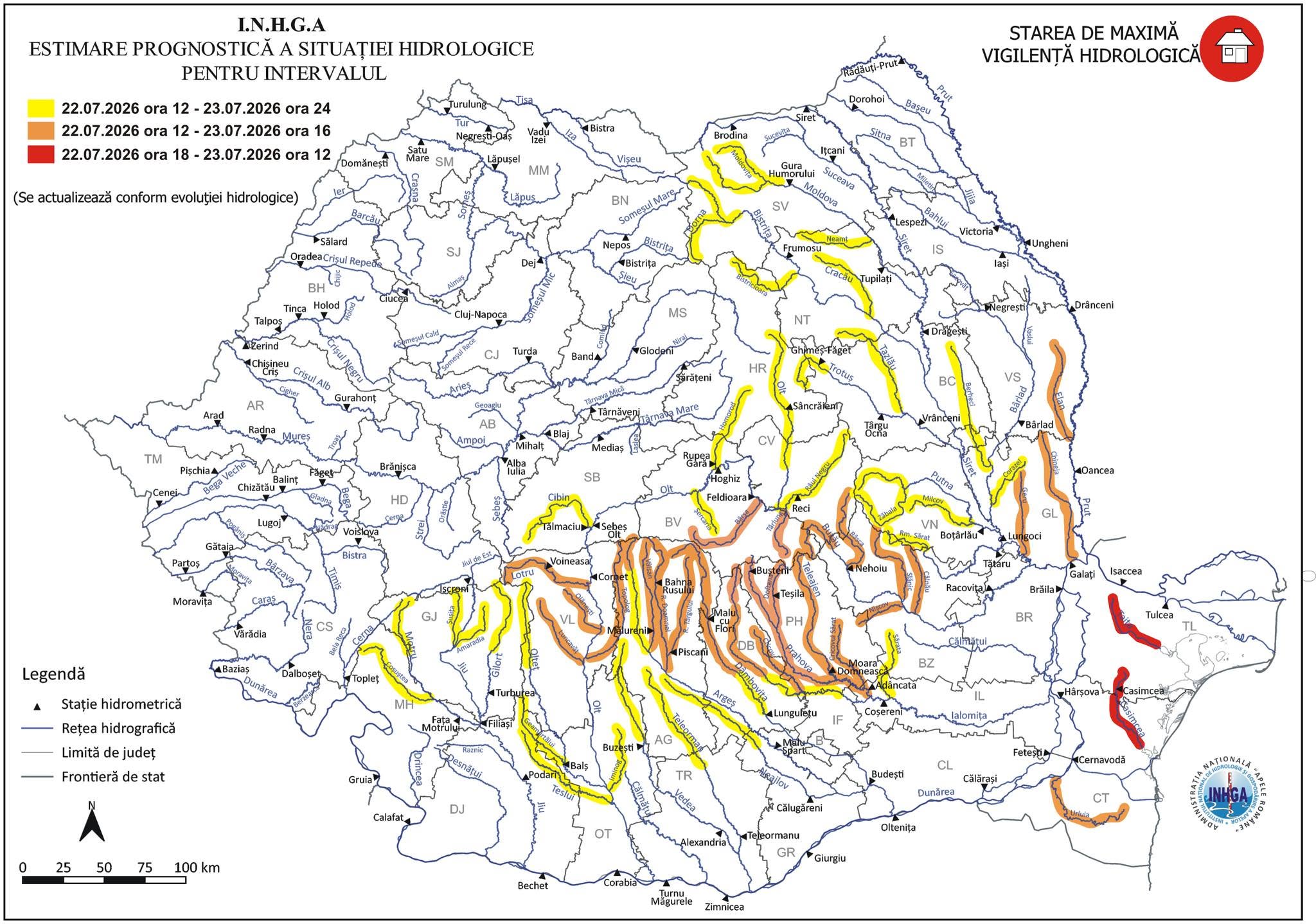 You are currently viewing Avertizare hidrologică pentru județul Dâmbovița. Risc de viituri rapide și inundații locale