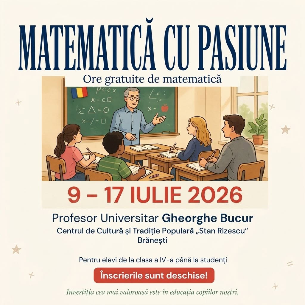 You are currently viewing Elevii din Dâmbovița sunt invitați la ore gratuite de matematică, susținute de un profesor universitar, la Brănești