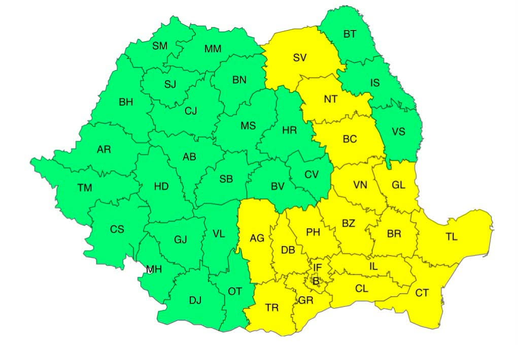 You are currently viewing Cod Galben de furtuni, mâine, în județul Dâmbovița. ANM anunță vijelii, grindină și ploi torențiale