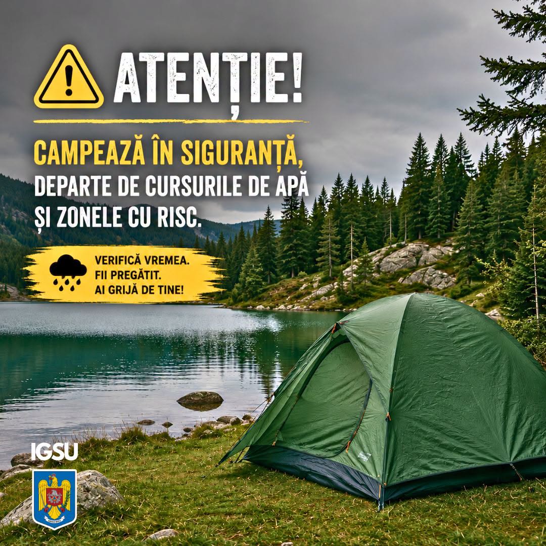 You are currently viewing Ploile abundente schimbă regulile în natură. ISU Dâmbovița îi avertizează pe turiști să aleagă cu grijă locul de campare