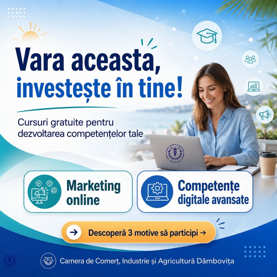 You are currently viewing Cursuri gratuite de marketing online și competențe digitale, organizate de Camera de Comerț Dâmbovița