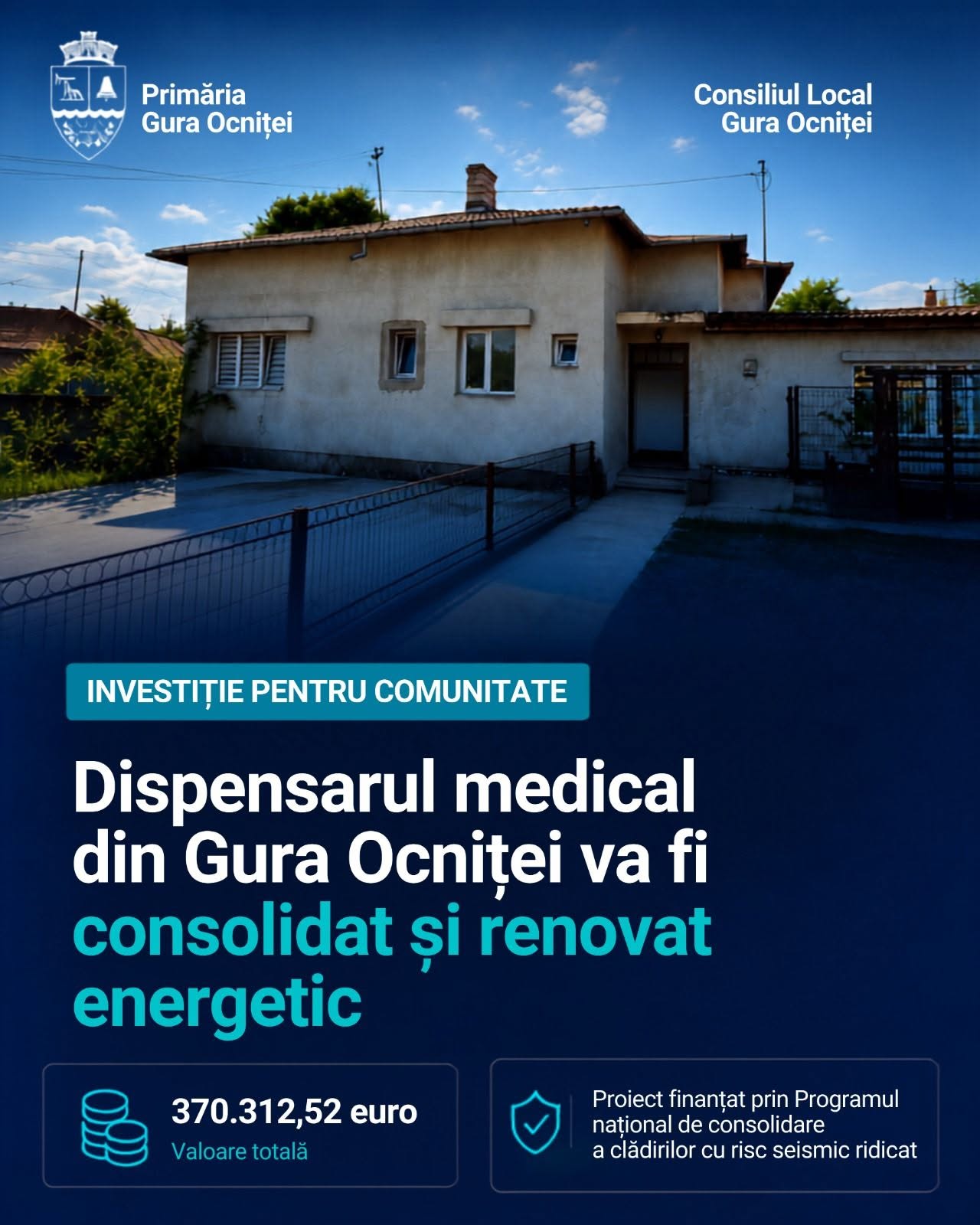 You are currently viewing Dispensarul din Gura Ocniței va fi consolidat și renovat energetic printr-o investiție de aproximativ 370.000 de euro