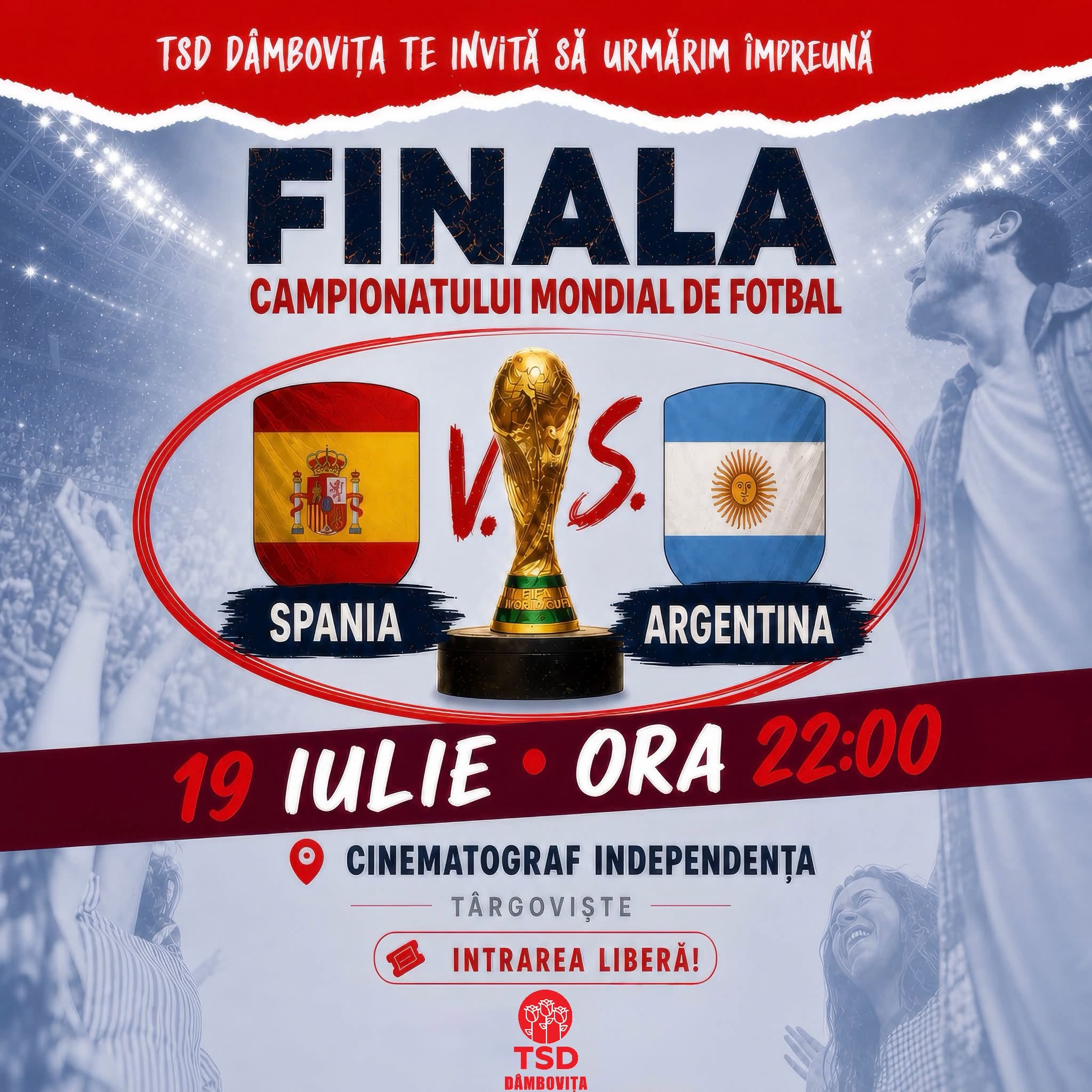 You are currently viewing Târgoviștenii sunt invitați să urmărească împreună finala Cupei Mondiale, la Cinema Independența