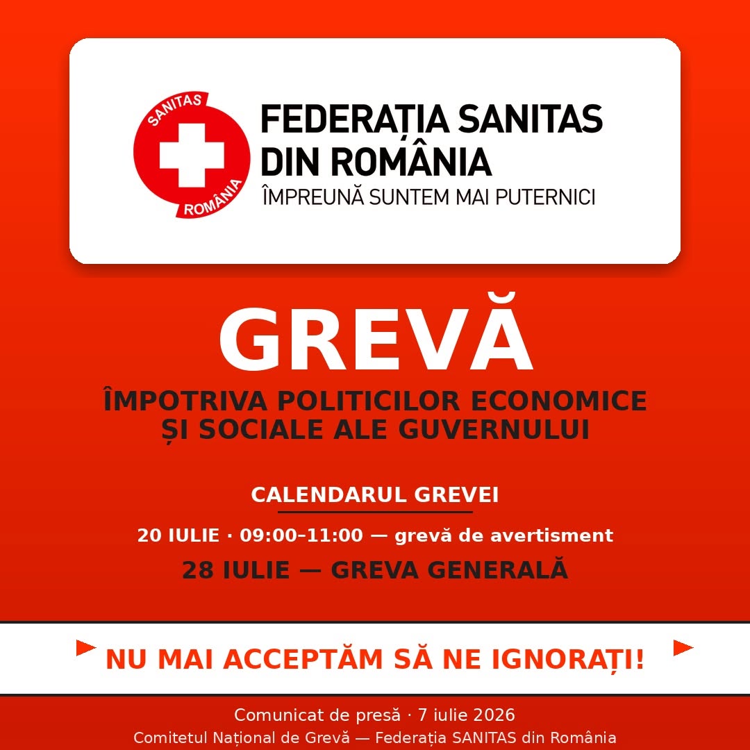 You are currently viewing Grevă în sistemul sanitar. Sanitas Dâmbovița anunță proteste începând din 20 iulie