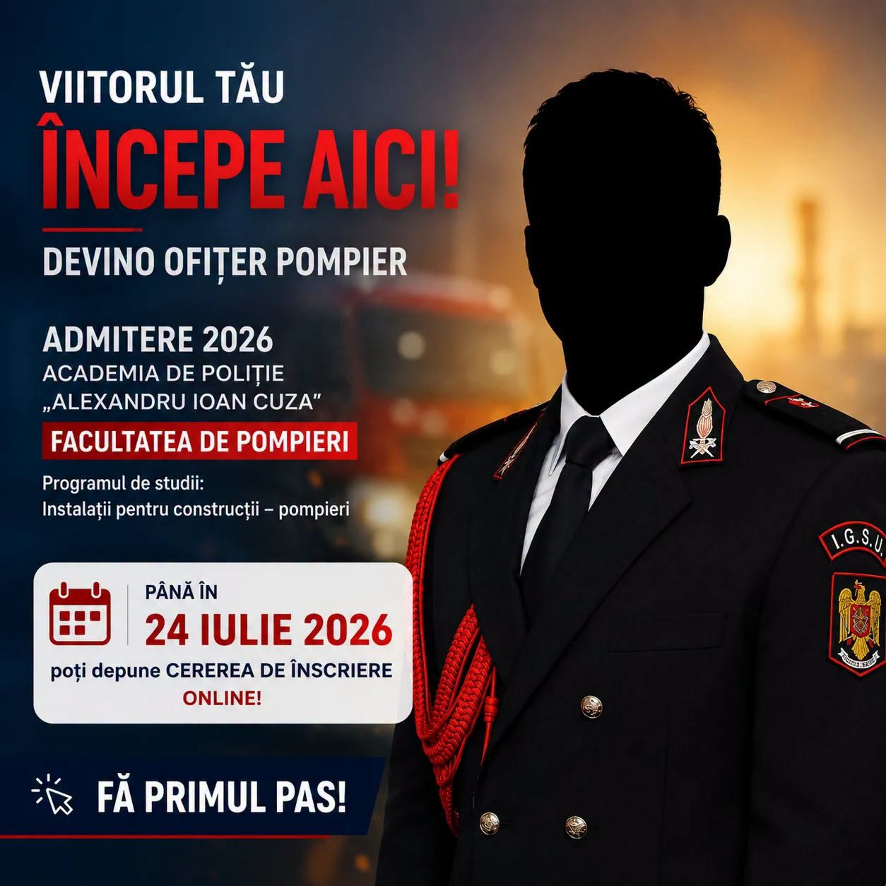 You are currently viewing ISU Dâmbovița recrutează candidați pentru Facultatea de Pompieri. Au început înscrierile pentru admiterea din 2026