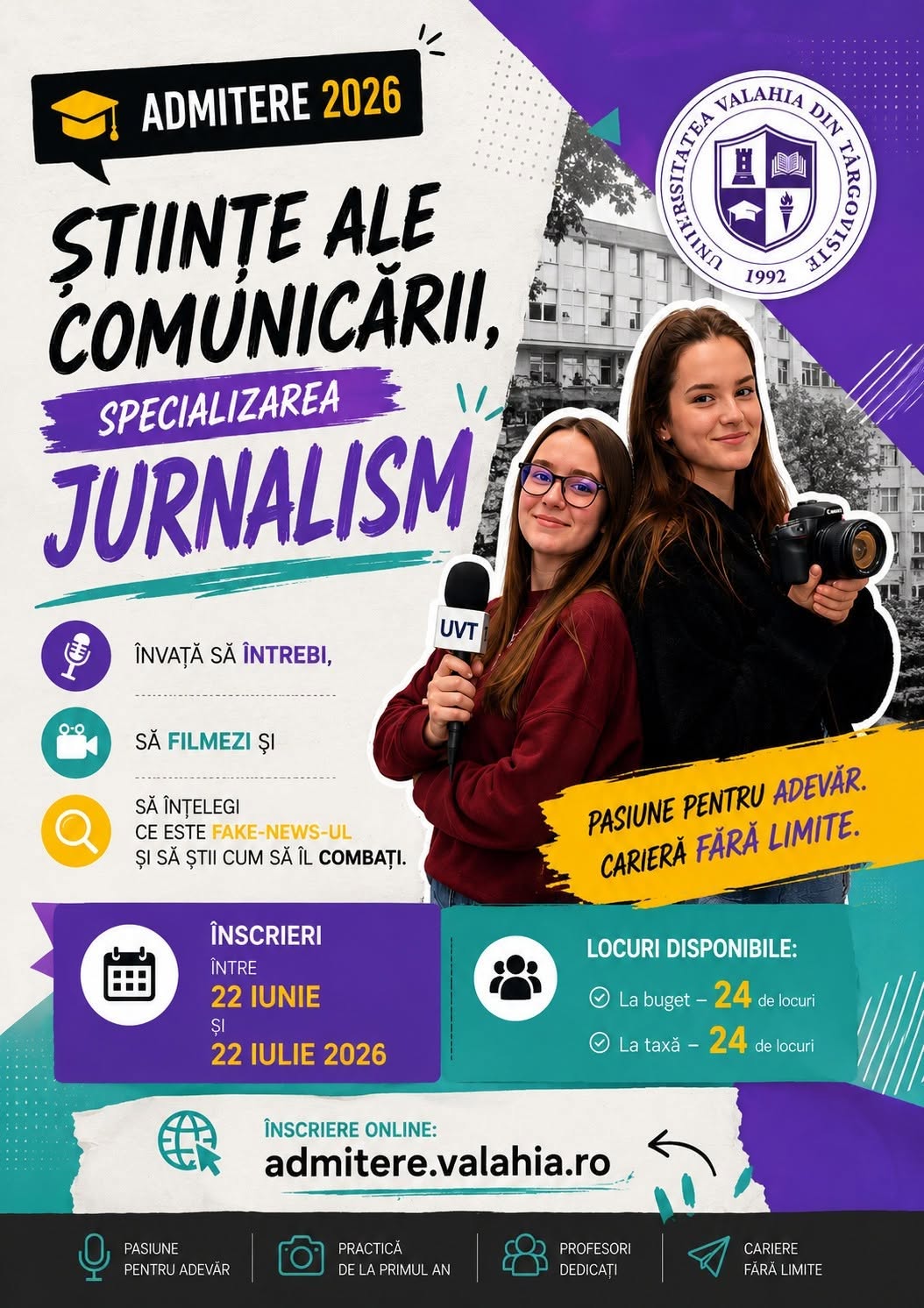 You are currently viewing Au început înscrierile la specializarea „Jurnalism”, la Universitatea „Valahia” din Târgoviște