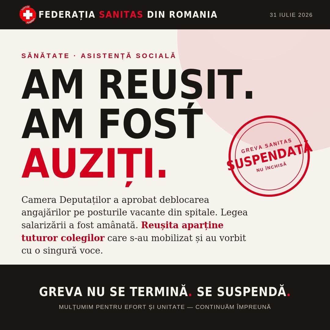 You are currently viewing Programul revine la normal în spitalele din Dâmbovița. SANITAS suspendă greva generală