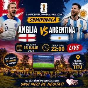 Read more about the article Titu, din nou în febra Mondialului! Diseară, Anglia și Argentina se înfruntă pe ecranul mare din parc