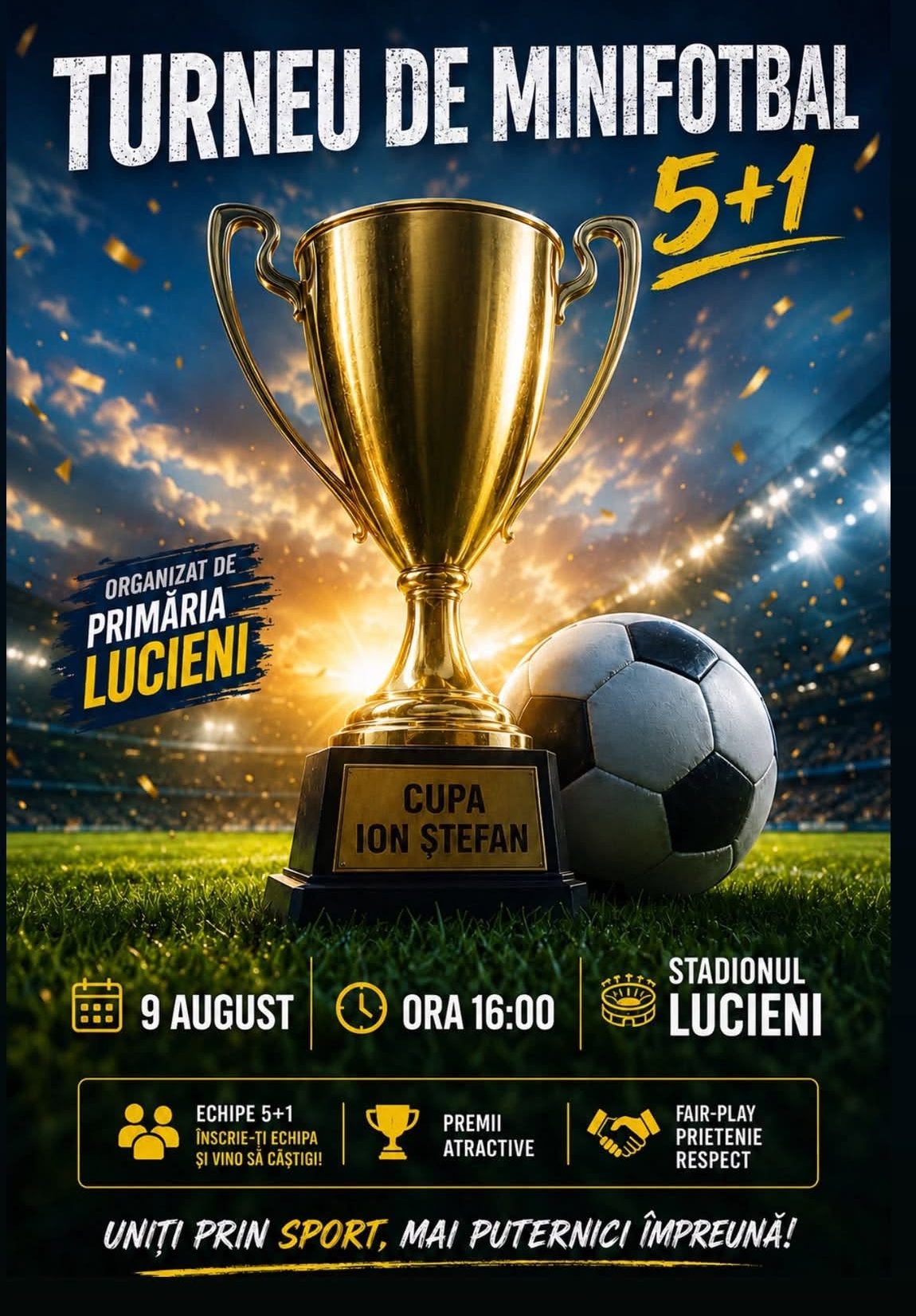 You are currently viewing Înscrieri pentru „Cupa Ion Ștefan” la minifotbal. Competiția va avea loc pe stadionul din Lucieni