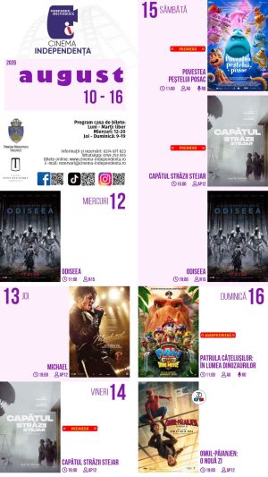 Read more about the article Vezi programul proiecțiilor de film la Cinema Independența, în perioada 10-16 august 2026!