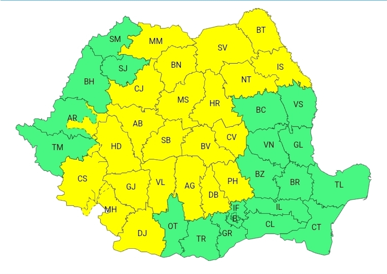 You are currently viewing METEO: COD GALBEN de instabilitate atmosferică și averse torențiale însemnate cantitativ, în Dâmbovița!