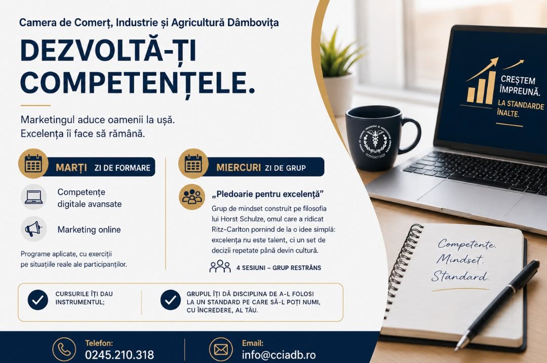 You are currently viewing Camera de Comerț Dâmbovița lansează noi cursuri pentru antreprenori și un grup dedicat excelenței în afaceri