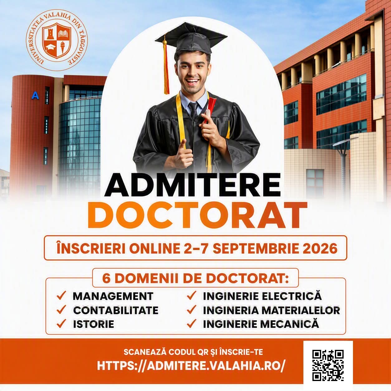 You are currently viewing Universitatea „Valahia” din Târgoviște deschide înscrierile pentru admiterea la doctorat. Șase domenii disponibile