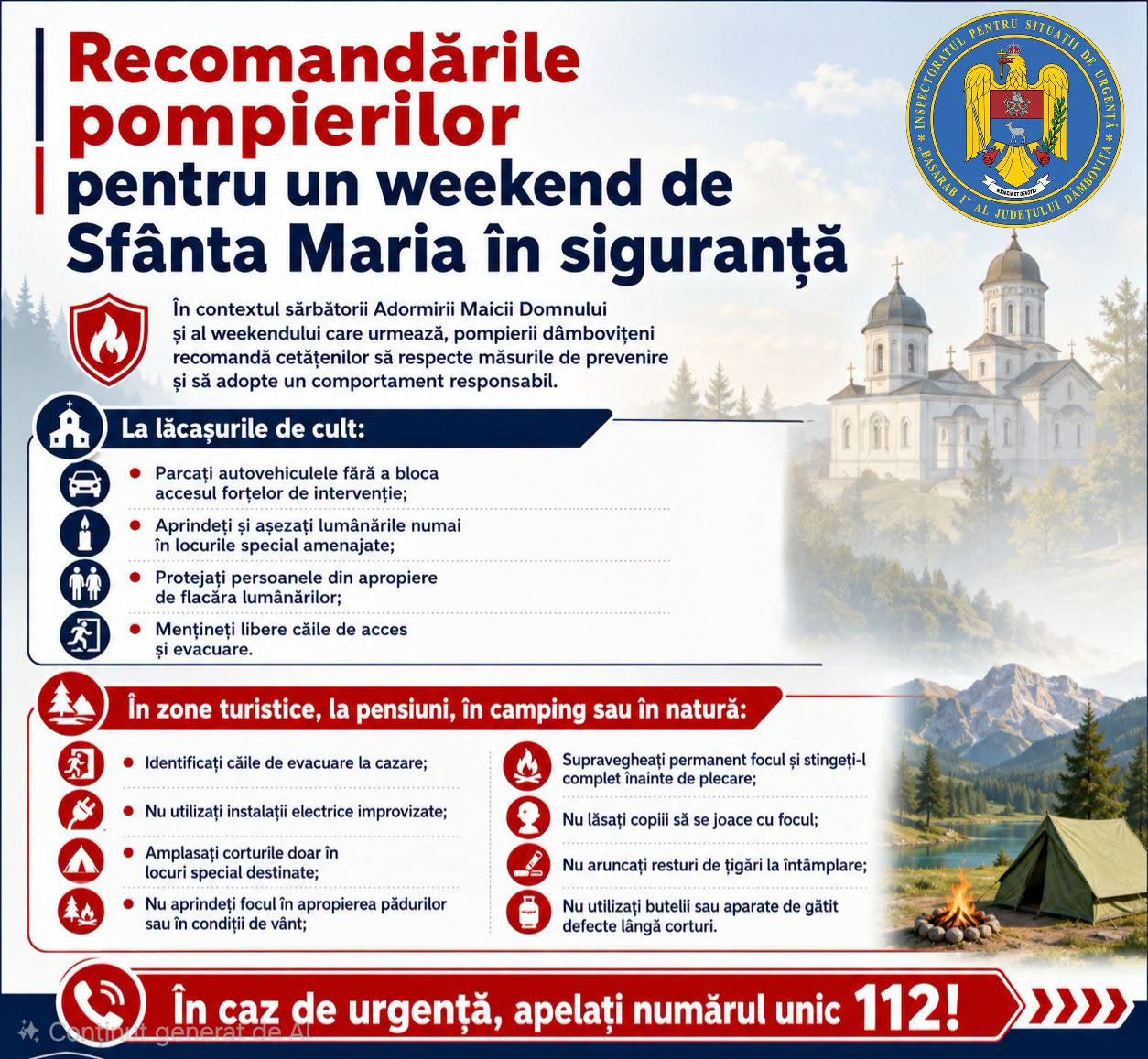 You are currently viewing ISU Dâmbovița, recomandări pentru un weekend de Sfânta Maria în siguranță