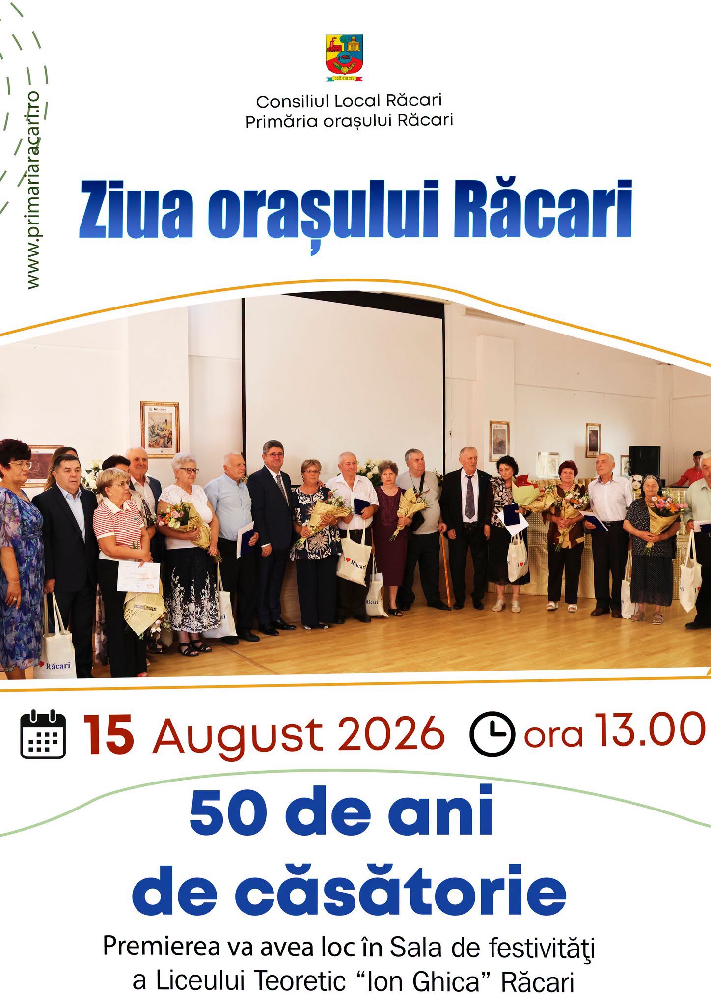 You are currently viewing Ziua Orașului Răcari, sărbătorită pe 15 august. Vor fi premiate cuplurile de aur, profesorii, salvatorii și elevii de excepție
