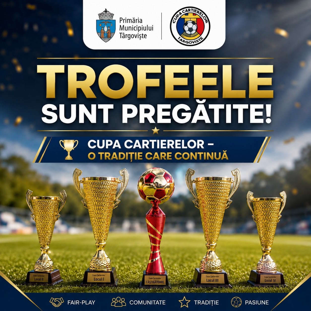 You are currently viewing Trofeele sunt pregătite, mai lipsesc campionii. Ultimele zile pentru înscrieri la Cupa Cartierelor Târgoviște