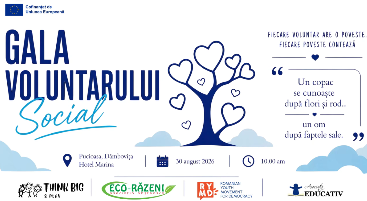 You are currently viewing Pucioasa găzduiește prima ediție a Galei Voluntarului Social. Tineri din România și Republica Moldova vor fi premiați pentru implicarea în comunitate