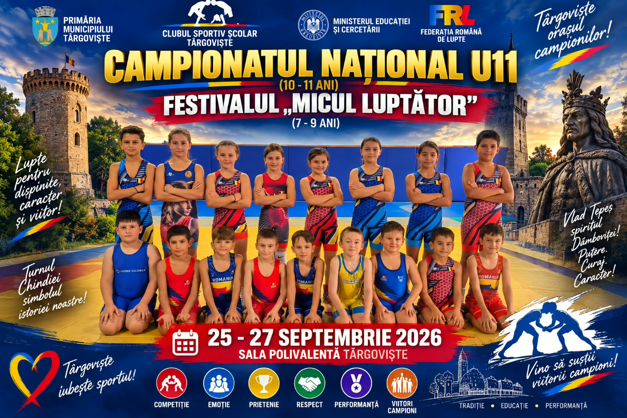 You are currently viewing Peste 500 de copii transformă Târgoviștea în capitala luptelor românești! Viitoarea generație a campionilor intră pe saltea