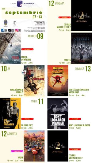 Read more about the article Vezi programul proiecțiilor de film la Cinema Independența, în perioada 07-13 octombrie 2026!