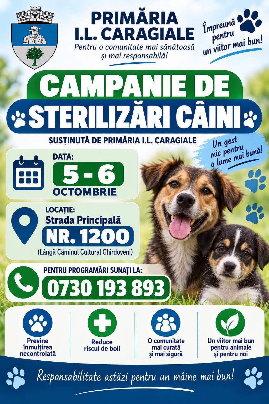You are currently viewing Sterilizări gratuite pentru câinii din I.L. Caragiale. Campania se desfășoară timp de două zile, la Ghirdoveni