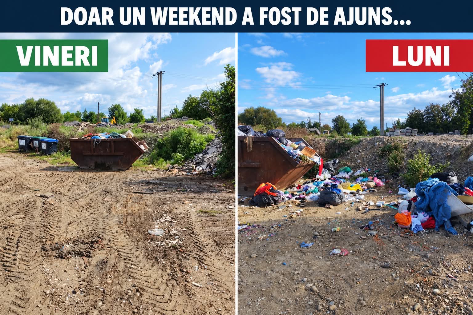 You are currently viewing Un singur weekend a fost suficient. Mormane de deșeuri abandonate în comuna Brănești