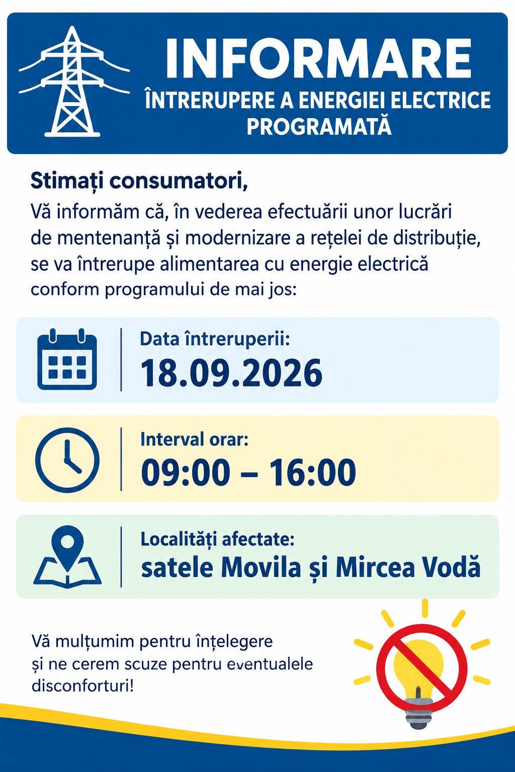 You are currently viewing Întrerupere de energie electrică în două sate din Sălcioara. Alimentarea va fi oprită timp de șapte ore