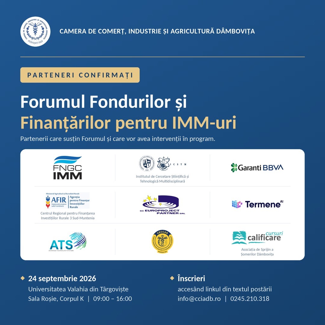 You are currently viewing Fonduri, credite și garanții pentru IMM-uri. Forum dedicat antreprenorilor, la Târgoviște