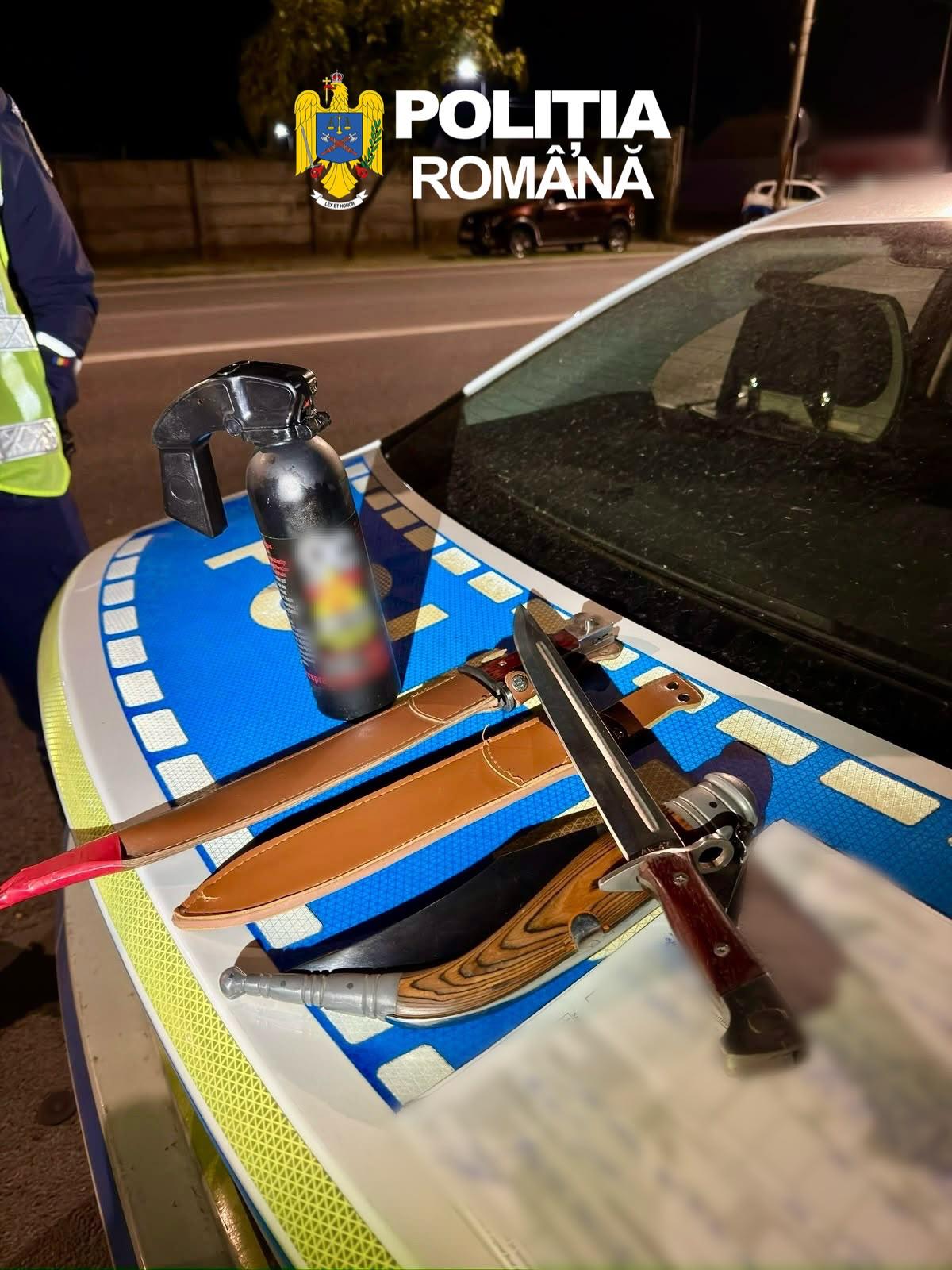 You are currently viewing TÂRGOVIȘTE: OBIECTE ASCUȚITE ȘI UN SPRAY IRITANT LACRIMOGEN, DESCOPERITE ȘI CONFISCATE DE POLIȚIȘTI ÎN URMA UNEI RAZII PE CALEA BUCUREȘTI!