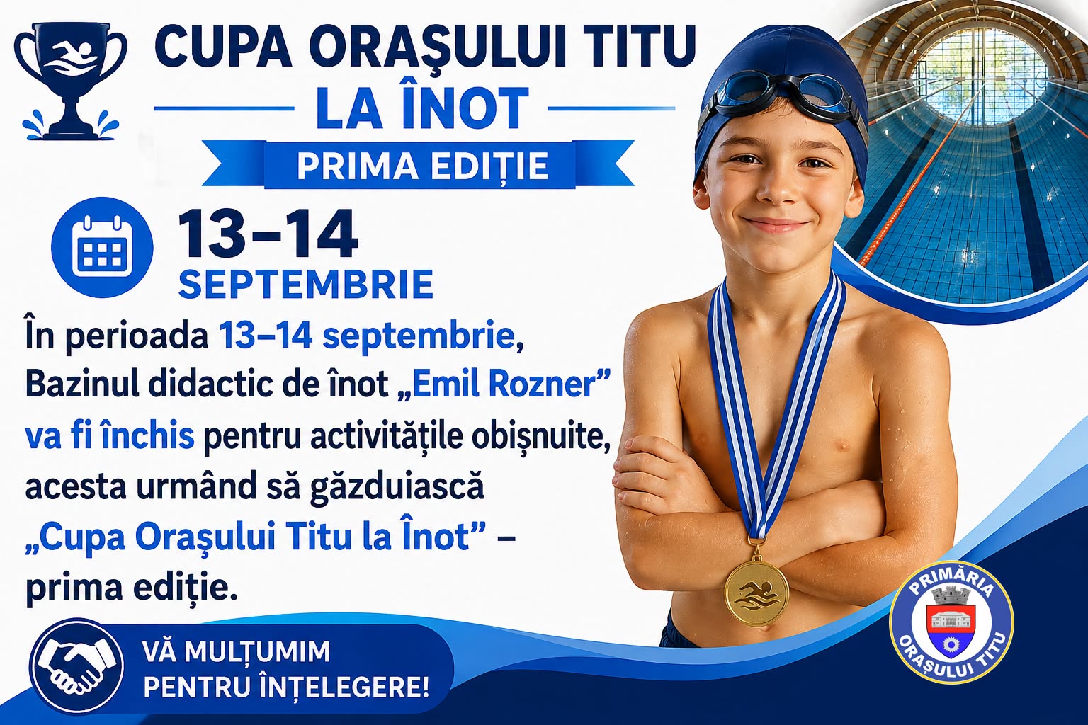 You are currently viewing Prima ediție a Cupei Orașului Titu la Înot, în zilele de 13 și 14 septembrie