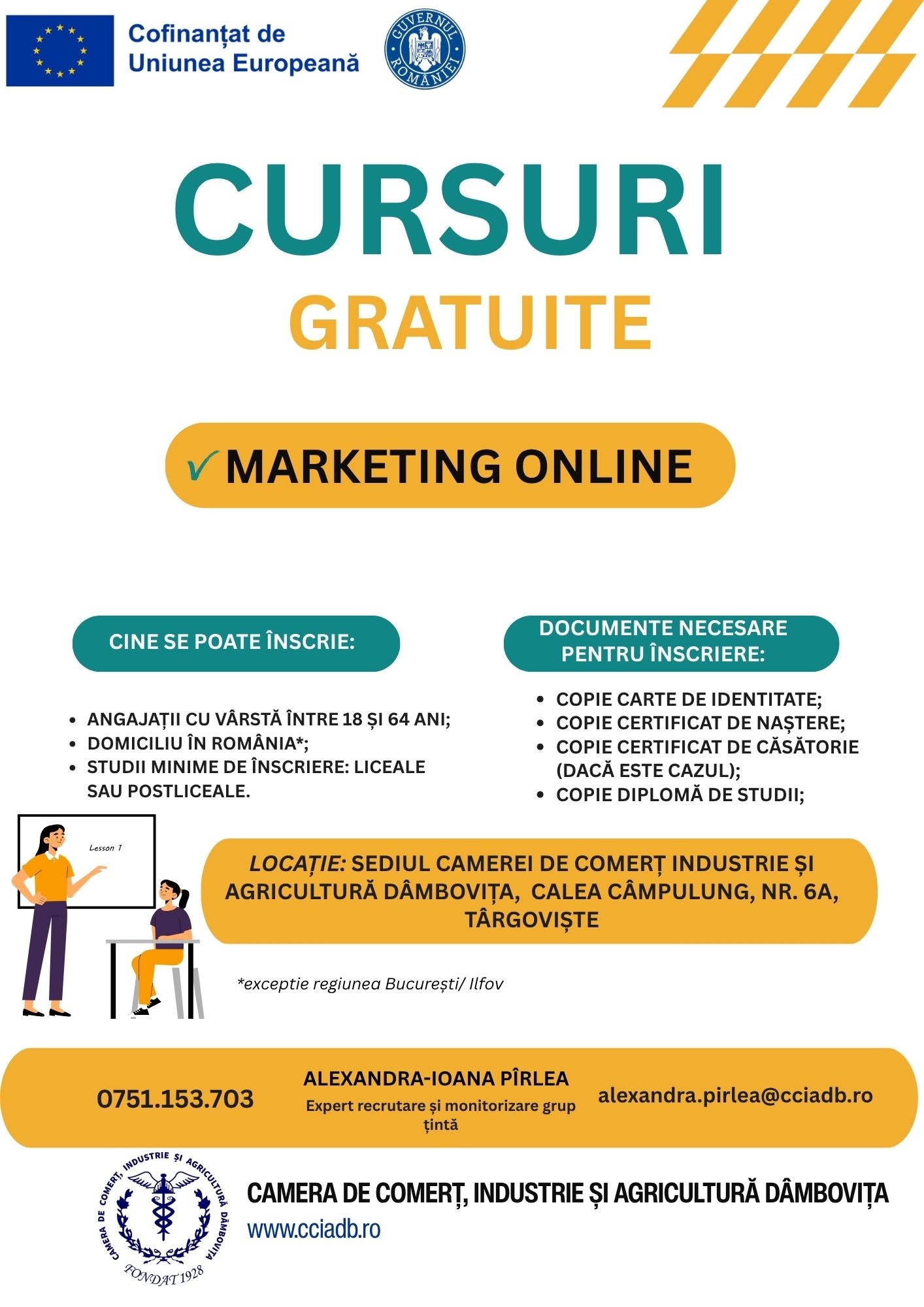 You are currently viewing Curs gratuit de marketing online, prin Camera de Comerț Dâmbovița. Cine se poate înscrie