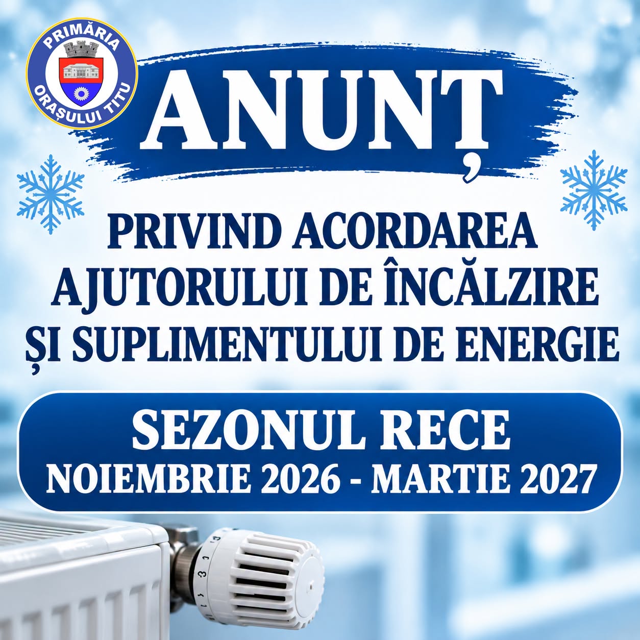 You are currently viewing Ajutor pentru încălzire la Titu – cererile pentru sezonul rece se depun începând din 20 octombrie