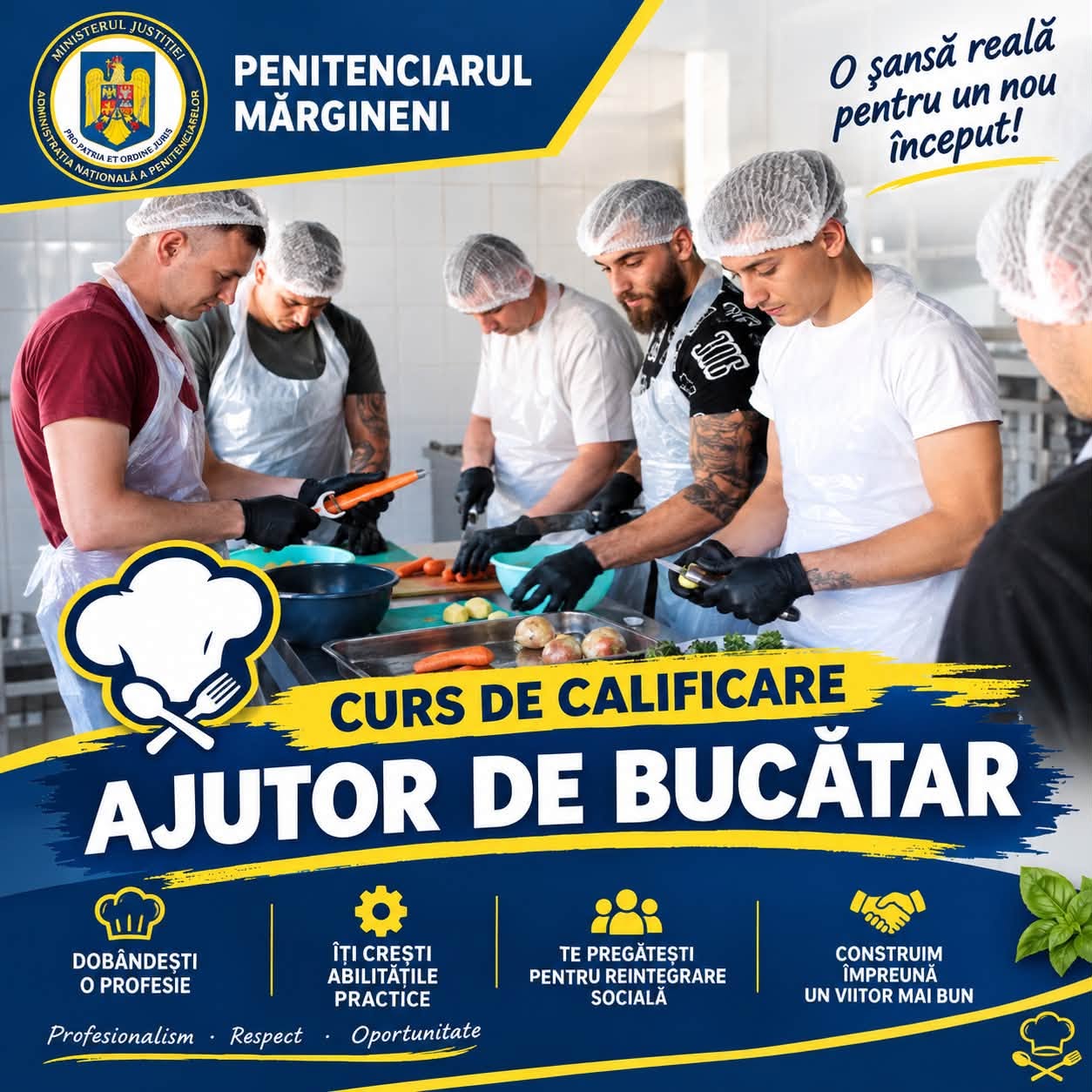 You are currently viewing O meserie pentru viața de după detenție – 28 de persoane încarcerate la Mărgineni s-au calificat ca ajutor de bucătar