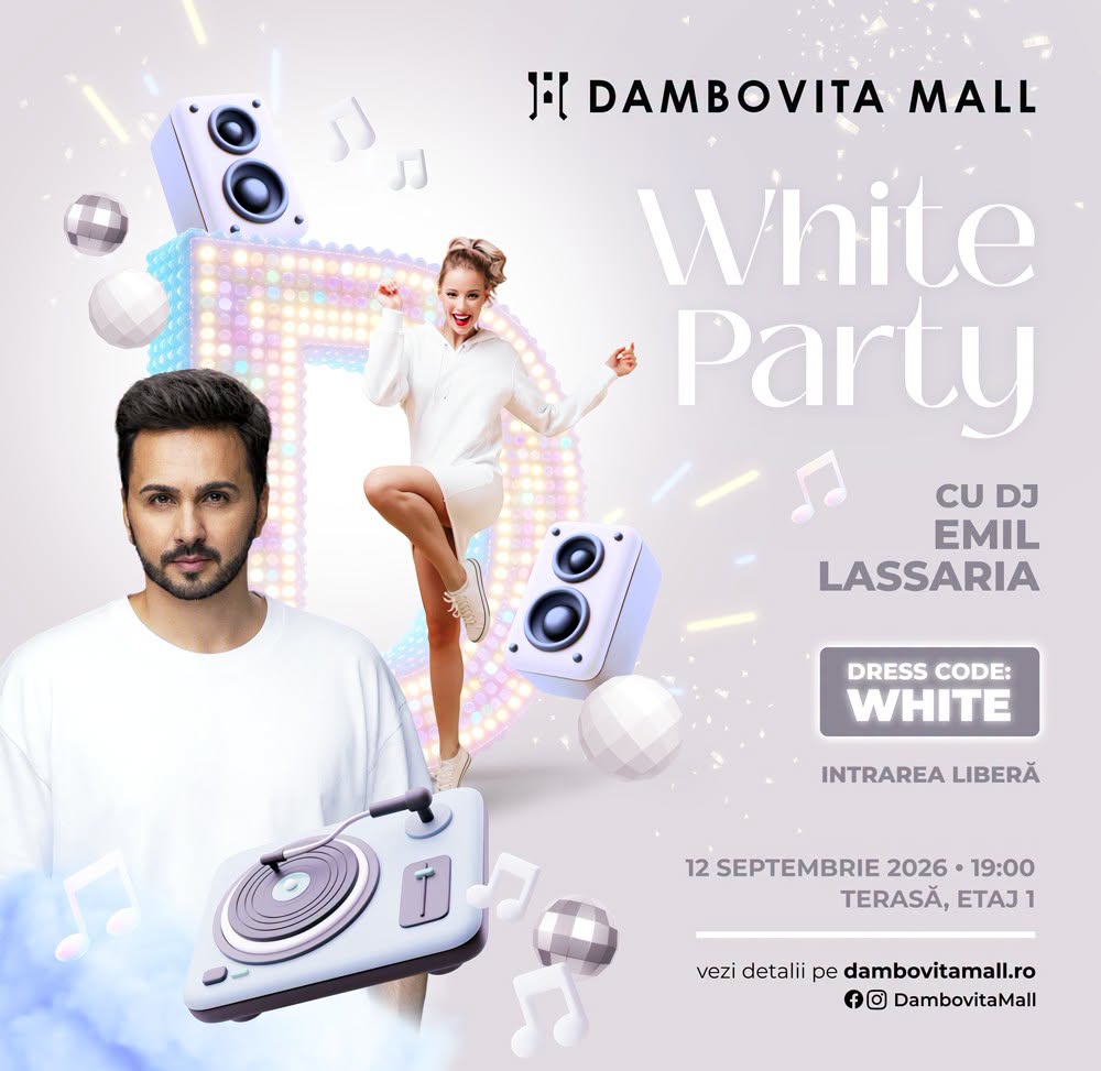 You are currently viewing DJ-ul dâmbovițean Emil Lassaria dă tonul White Party, la Dâmbovița Mall. Muzică, dans și dress code alb, pe terasa centrului comercial
