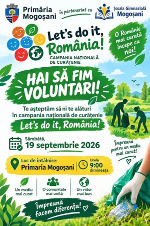 Read more about the article Mogoșani se alătură campaniei „Let’s Do It, Romania!”. Voluntarii sunt chemați sâmbătă la o acțiune de curățenie
