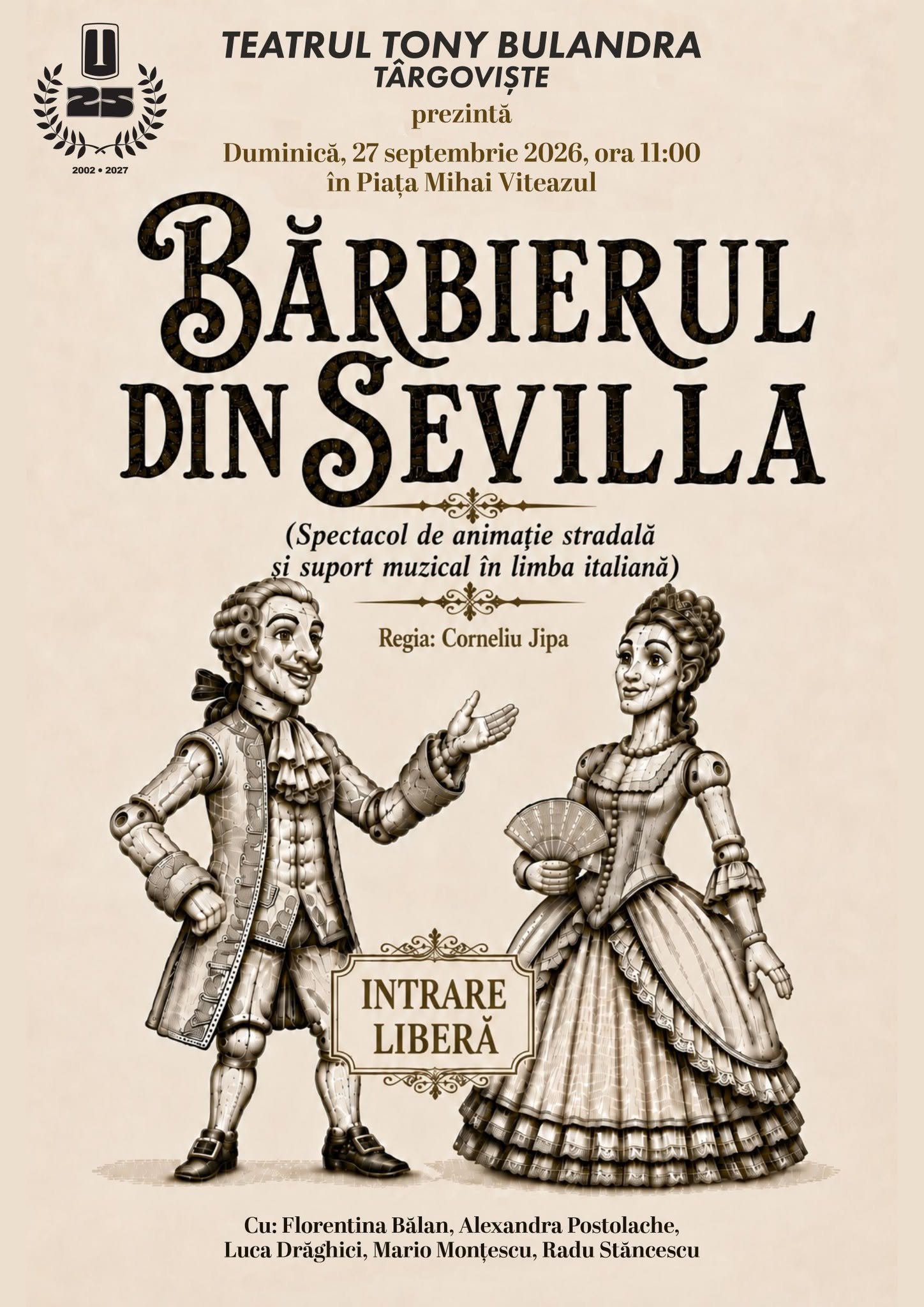 You are currently viewing „Bărbierul din Sevilla” iese în stradă, la Târgoviște. Spectacol cu intrare liberă, duminică, în Piața Mihai Viteazul
