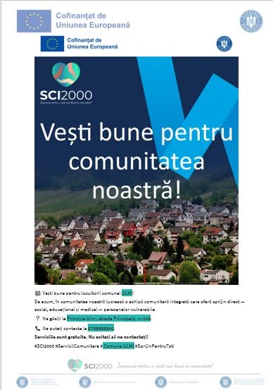You are currently viewing Sprijin social, medical și educațional pentru persoanele vulnerabile din Ulmi. Proiect de 1,76 milioane de lei, până în 2029
