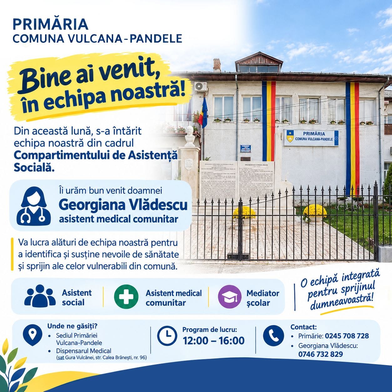 You are currently viewing Echipă completă de sprijin pentru persoanele vulnerabile din Vulcana-Pandele. Serviciile sociale, medicale și educaționale sunt gratuite