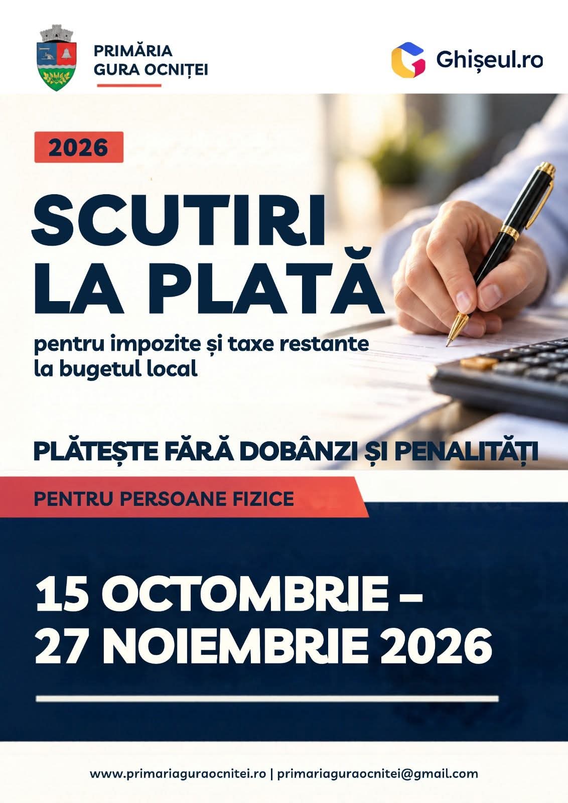 You are currently viewing Fără dobânzi și majorări pentru restanțele la taxe, la Gura Ocniței. Primăria va organiza încasări și în Adânca și Săcueni