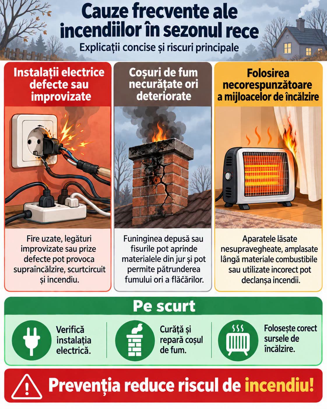 You are currently viewing ISU Dâmbovița avertizează asupra riscului de incendii în sezonul rece. Instalațiile electrice și coșurile de fum, printre principalele pericole