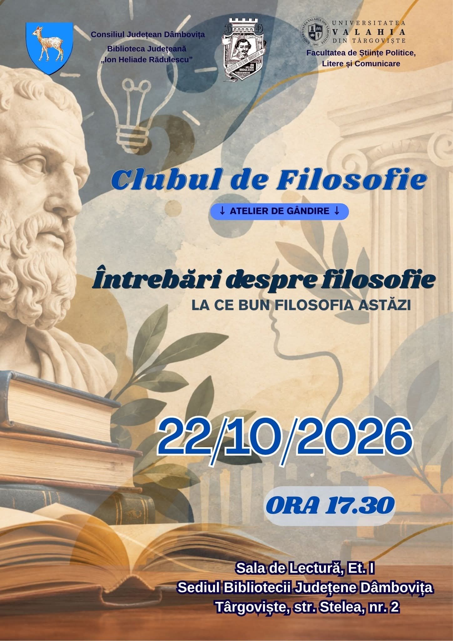 You are currently viewing La Biblioteca Judeţeană Dâmboviţa va avea loc o nouă întâlnire a Clubului de filosofie