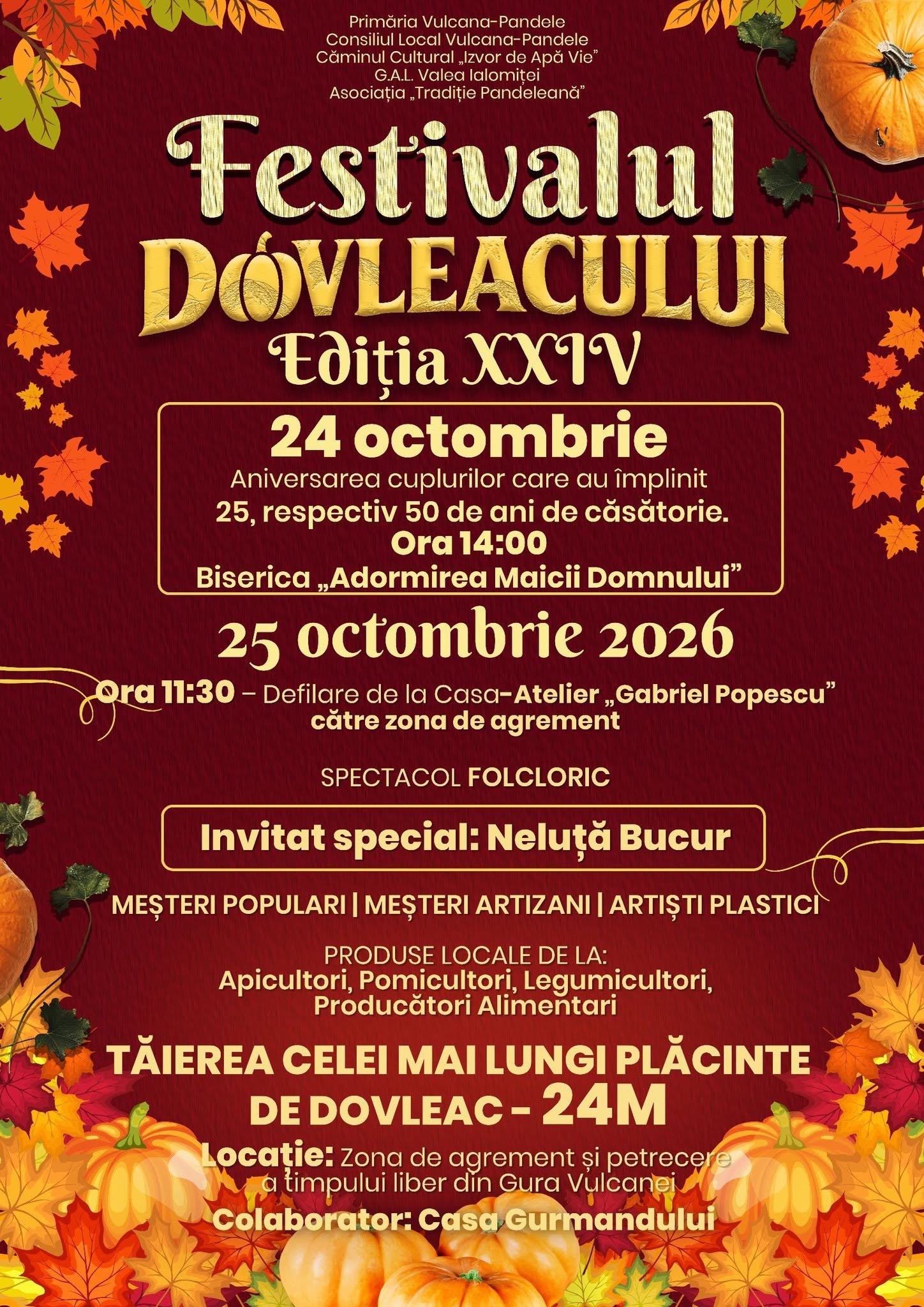 You are currently viewing Festivalul Dovleacului revine la Vulcana-Pandele. Plăcintă de 24 de metri, paradă, folclor și produse locale